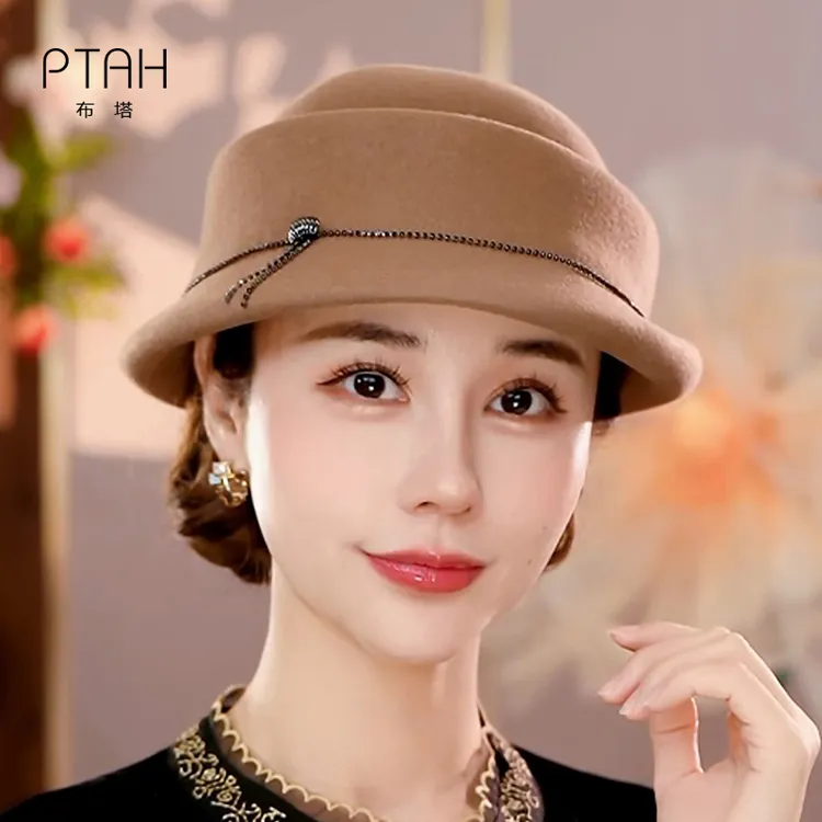 【羊毛礼帽】绵羊毛礼帽定型帽百搭复古保暖日系秋冬百搭帽1395