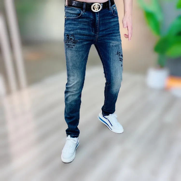 阿凯严选  高品质秋季新款男士时尚小脚修身百搭个性中腰牛仔裤