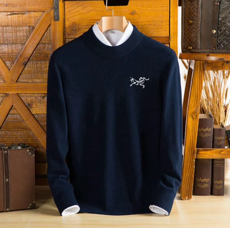 【奥特莱斯撤柜】秋冬季始祖刺绣鸟男士半高领宽松型100羊毛上衣