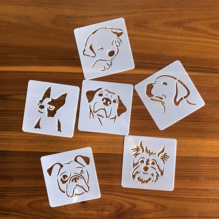 宠物狗动物镂空绘画模板DIY手绘涂鸦拓印手抄报儿童画画绘画工具