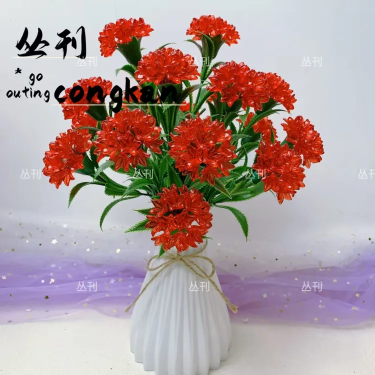 母情节康乃馨材料包手工diy材料（防摔麻绳花瓶）