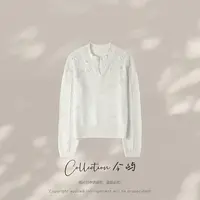 Collection今屿 秋季小众气质时尚纯色钩花长袖针织衫JY250804M-5