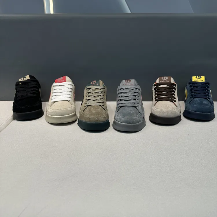 简约休闲板鞋广州ok男士潮流百搭舒适软底轻便真皮低帮系带秋冬季