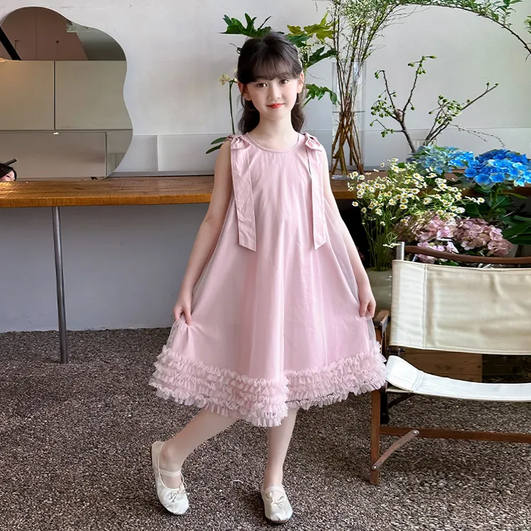 女童连衣裙夏季2025新款蝴蝶结儿童tutu裙子洋气女宝宝蓬蓬公主裙