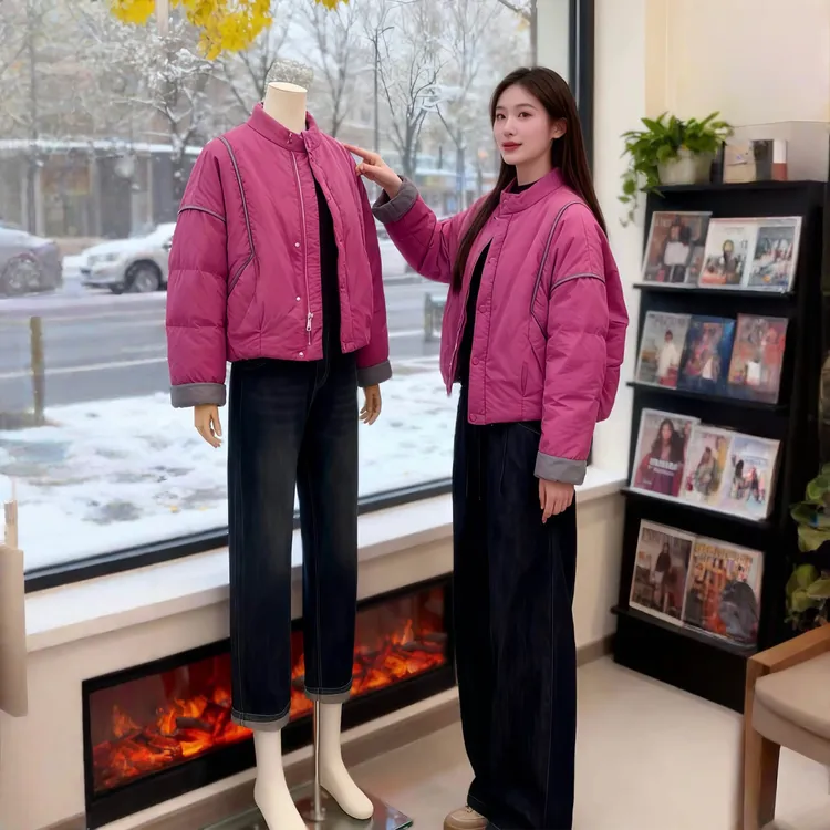 时尚韩版百搭立领棉衣外套2025秋冬新款宽松显瘦休闲保暖短款棉服