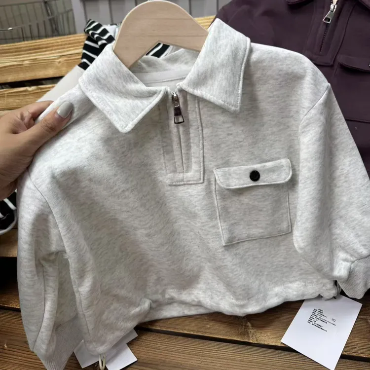 MC专柜品质—翻领拉链气质卫衣韩国童装下摆抽绳