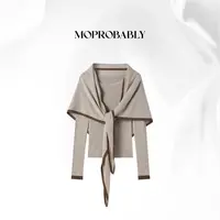 Moprobably贝贝「冉曦」气质极简风个性百搭披肩+毛织上衣B5493004