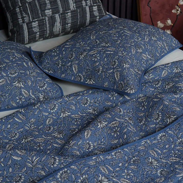 230*250纯棉床盖三件套四季通用全棉夹棉绗缝不掉色双面高端床品