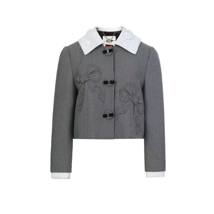 拉飞姆2026春 复古撞色千鸟格外套LF26C21SC031