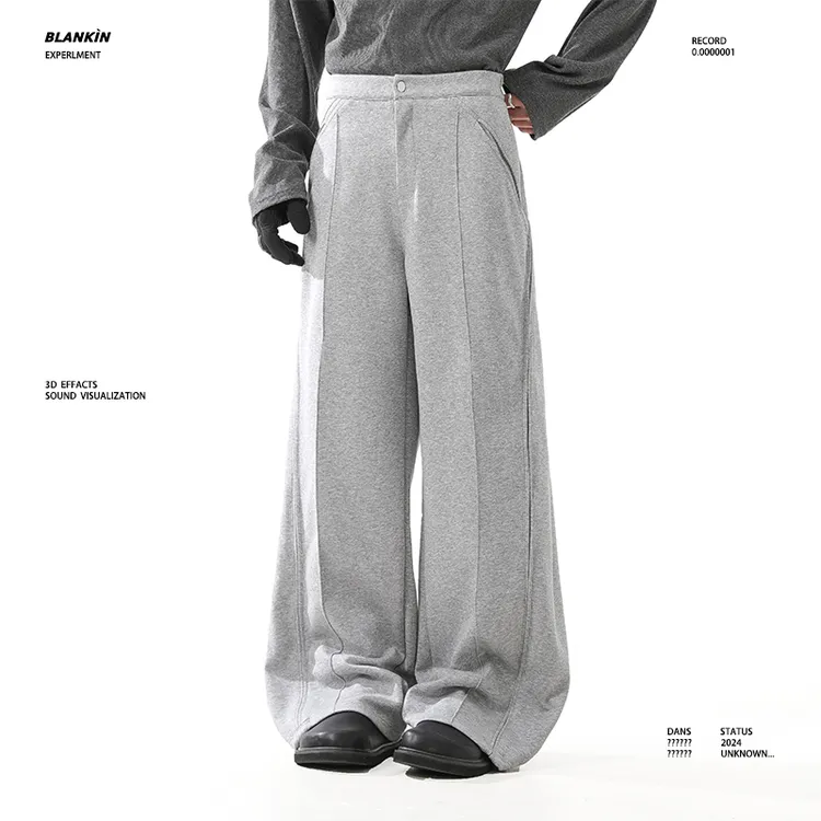 BLANKIN美式复古小众立体解构压褶拼接运动卫裤男直筒休闲长裤子