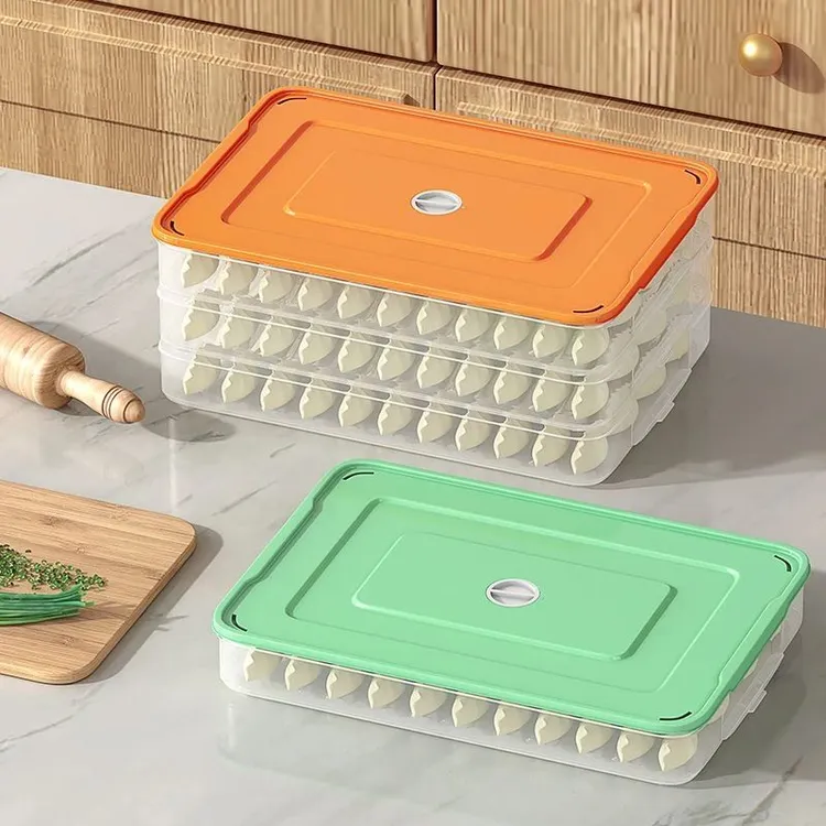大容量饺子盒家用食品级多层冰箱速冻水饺食物保鲜盒摆摊商用收纳