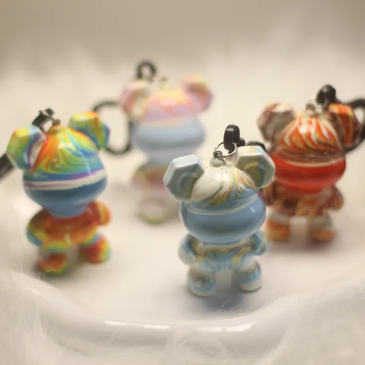 【下单选款】流沙瓶钥匙扣流体熊钥匙扣pvc公仔树脂diy配件