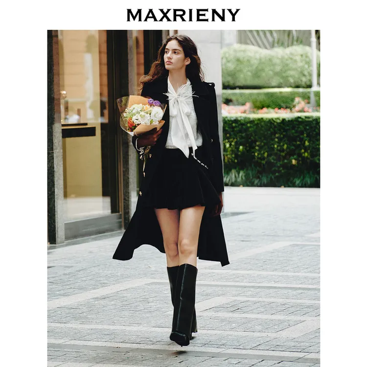 派女孩丨MAXRIENY极简轻奢廓形斗篷大衣新年24K穿搭大衣复古外套