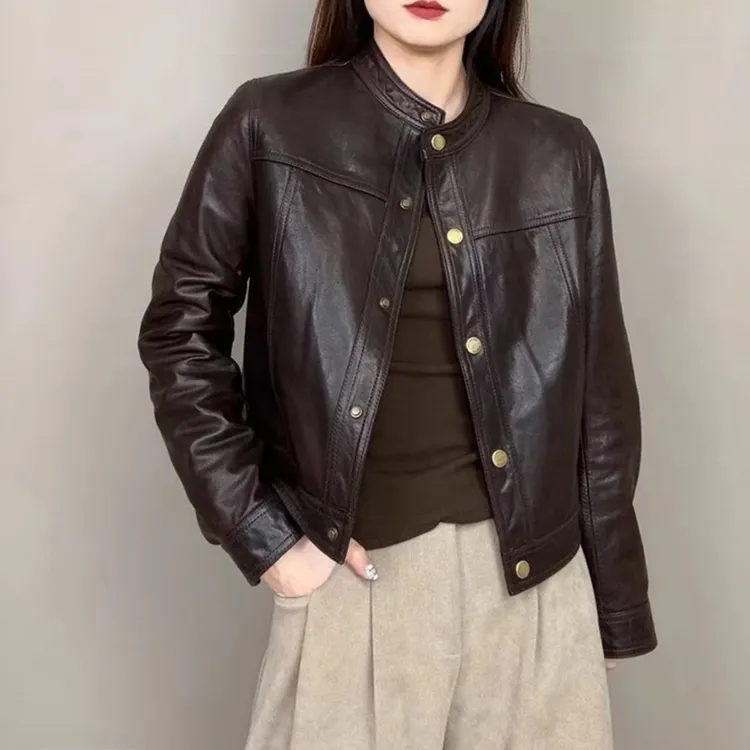 海宁真皮皮衣女2025年短款修身洋气外套早秋新款显瘦潮流时尚宽松