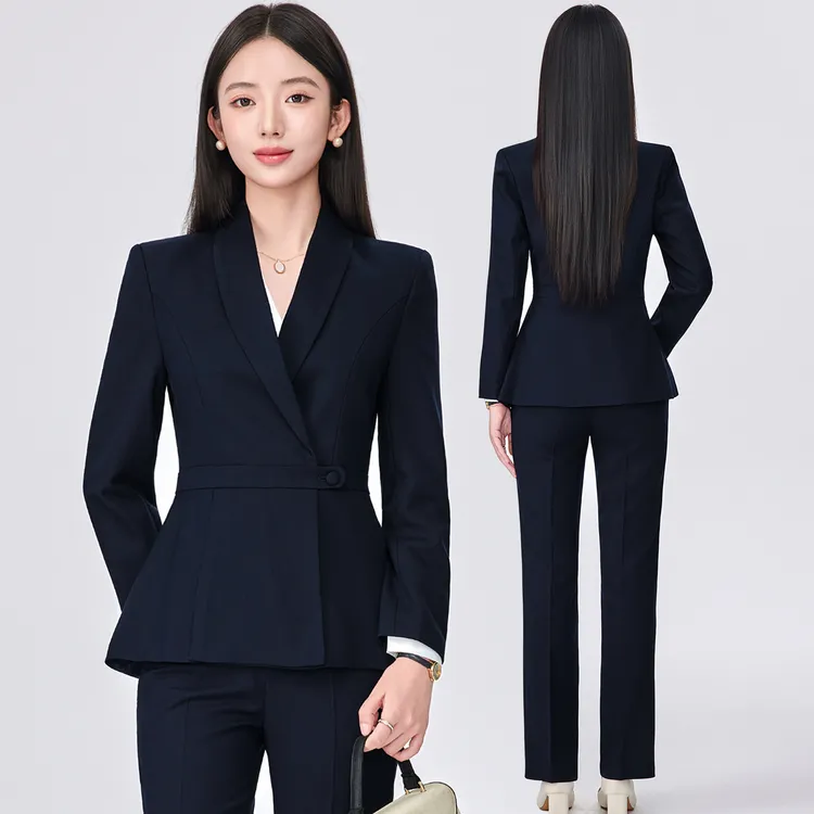 职业西装套装女春秋新款高级感西服外套酒店前台接待美容院工作服