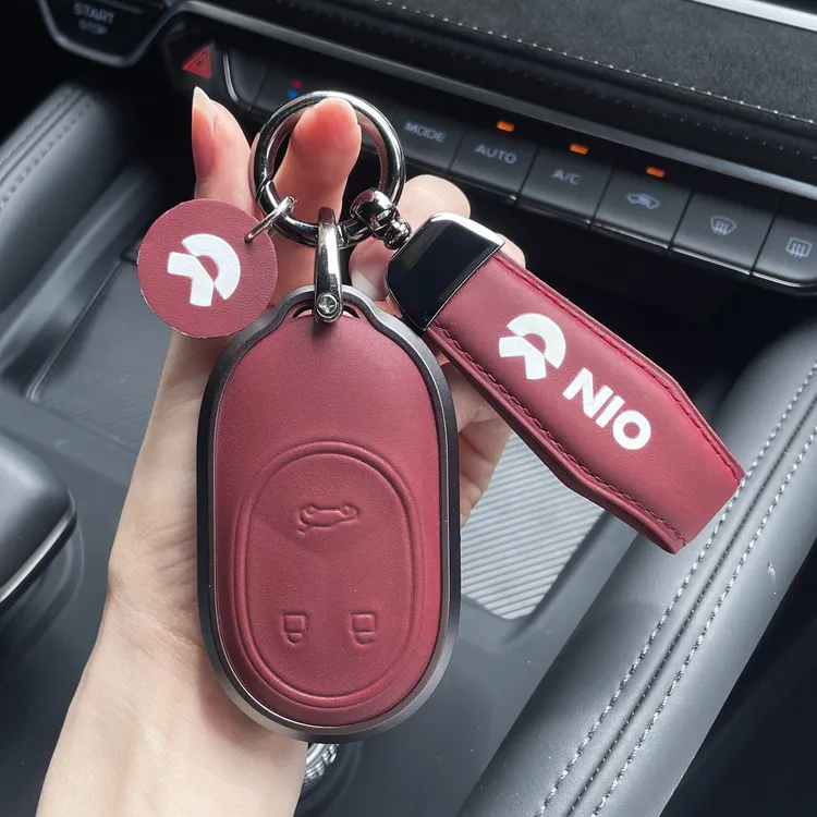 新款蔚来ES6钥匙套ES8真皮扣ET5金属男壳EC6高档ET7绳扣ET6卡片壳