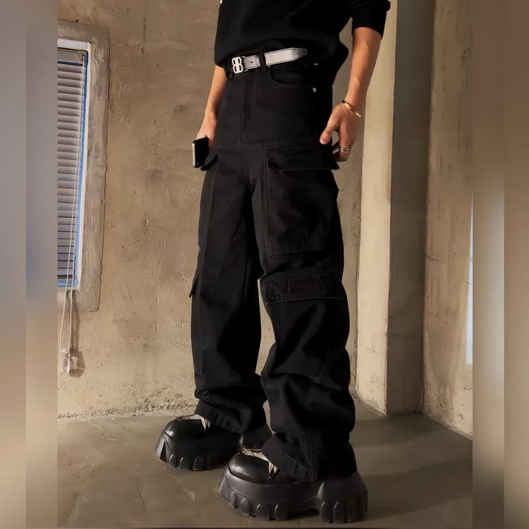 On Our Own八口袋工装裤直筒略宽松秋冬无弹力休闲法式户外牛仔裤