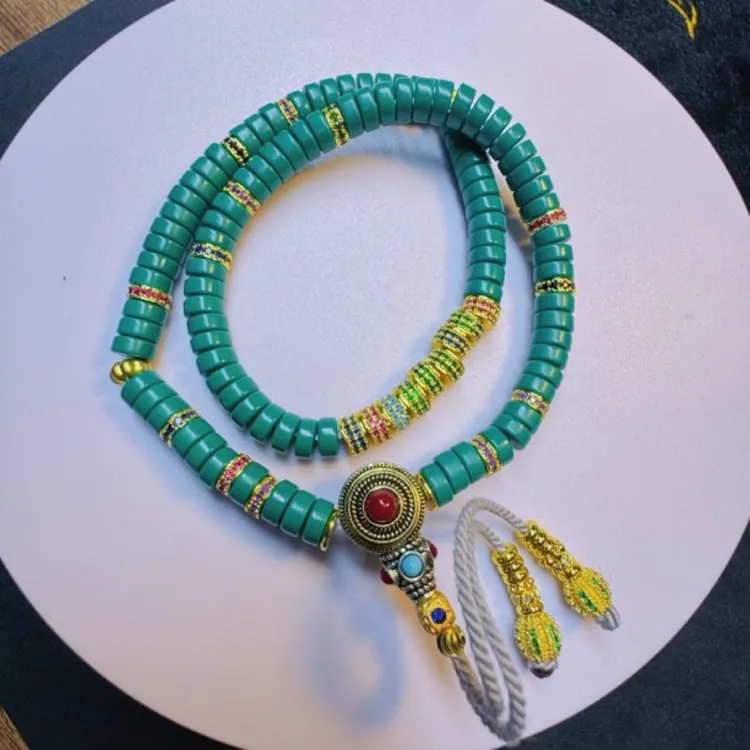 非金属莫桑石手链 精美双圈气质绿色国风款手串