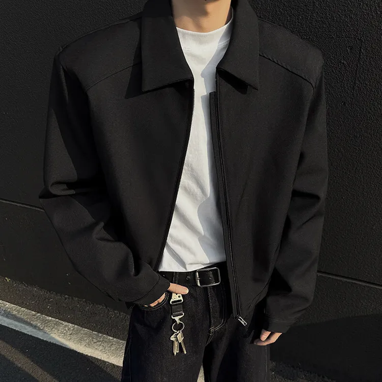 cleanfit黑色垫肩短款外套男士春季高级感泼水行政夹克美式棒球服