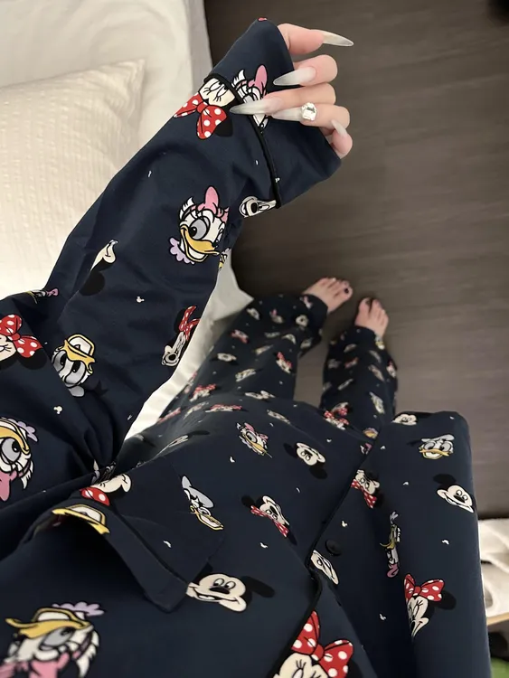 少女甜美可爱卡通米奇睡衣女春秋新款ins风长袖长裤家居服可外穿