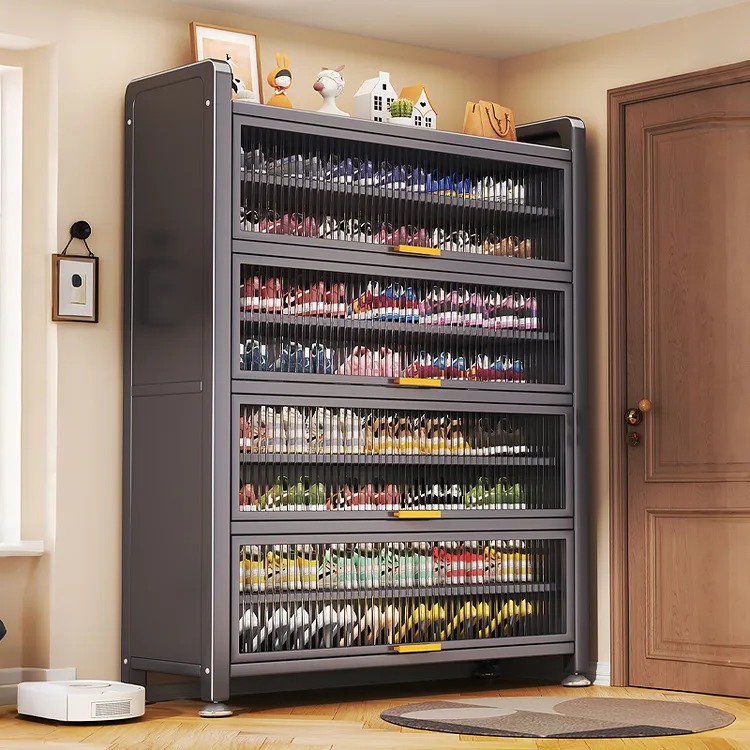 钢制鞋柜防尘入户家用门口多层玄关柜大容量储物柜上翻门多层鞋架