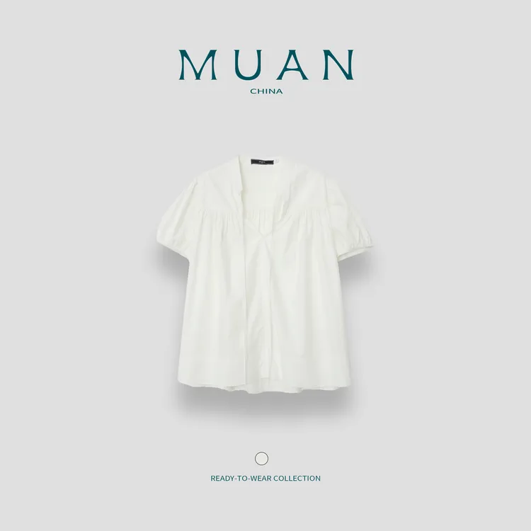 木岸MUAN：《贝儿衬衫》定制100棉宽松长袖衬衫短袖上衣女DS-6655