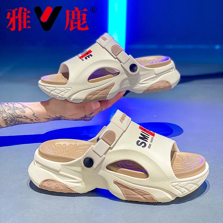 V/雅鹿拖鞋外穿防滑潮牌踩屎感居家休闲男士开车两用运动沙滩凉鞋