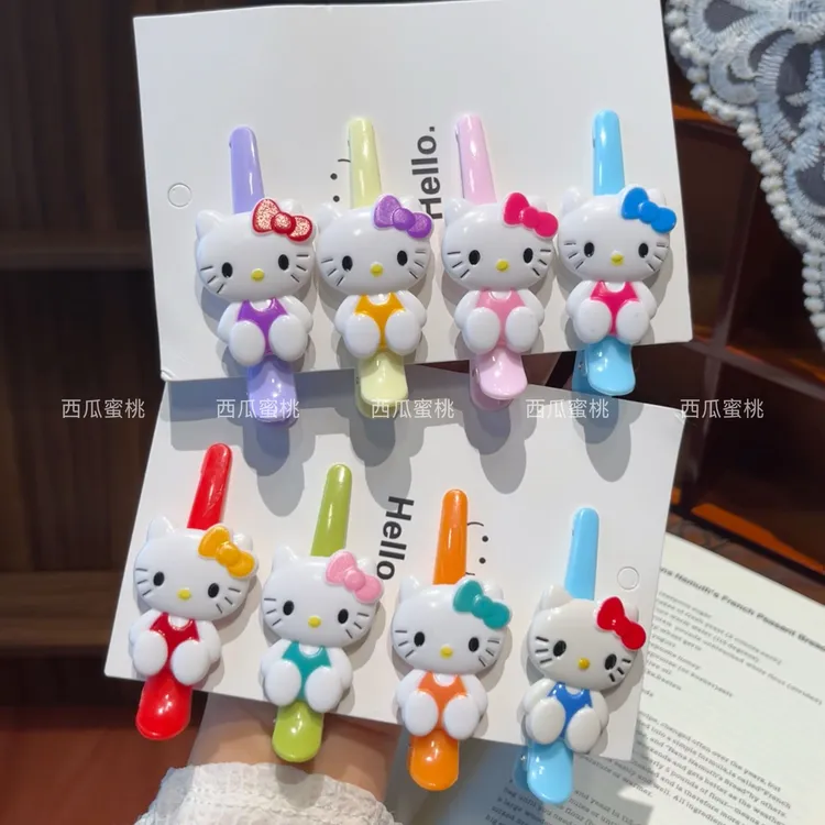 卡通可爱喵咪中号鸭嘴夹甜美侧边无痕发夹前额碎发刘海夹子发饰