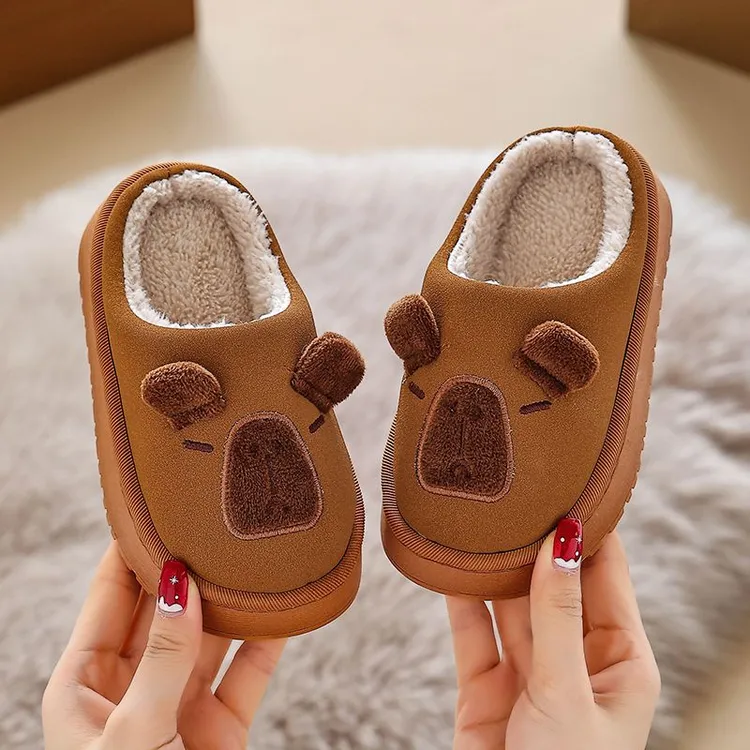 卡比巴拉冬季儿童棉拖鞋男女童室内外保暖加厚亲子宝宝加绒毛毛鞋