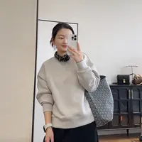 生日淡雅 女春夏双面异色花纱卫衣 鱼鳞毛圈套头卫衣时尚休闲