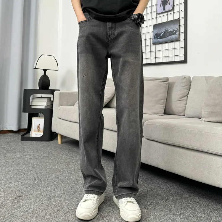 美式复古水洗做旧潮流牛仔裤男款宽松直筒高街休闲潮牌百搭长裤