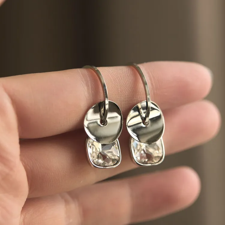 纯铜耳饰 银针方糖耳圈耳饰高级感时尚百搭一款多戴日常通勤耳夹