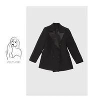 多肉宝贝枪驳领双排扣西装外套女大码胖mm收腰气质外套2507B3095