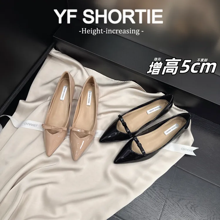 少女心蝴蝶结V字尖头平底鞋夏季百搭优雅露趾缝甜美气质浅口单鞋