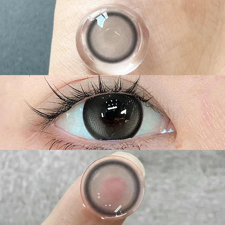琪瞳小黑茶灰色学生美瞳半年抛14.2mm小直径隐形眼镜显乖款混血