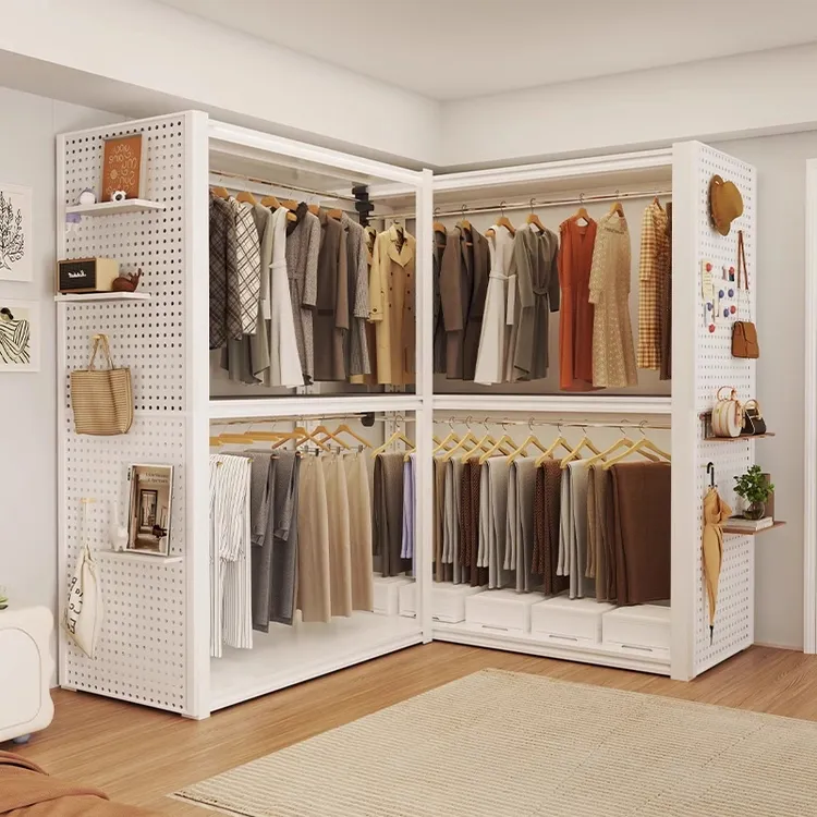 开放式衣柜防尘衣柜货架式衣柜组合衣柜卧室家用简易衣柜转角衣柜