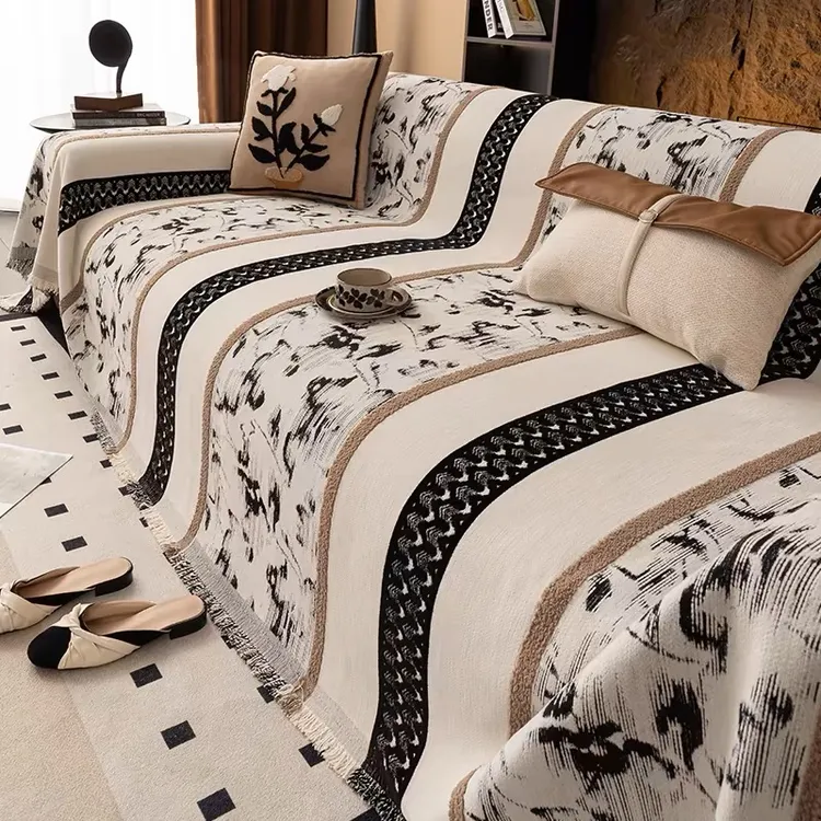 【百合】新款加厚防猫抓万能通用型沙发巾一片式全盖雪尼尔