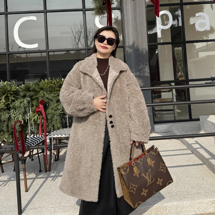 别格秀海宁皮草真毛外套冬季保暖中长款鹅绒微胖加宽加大女装新款