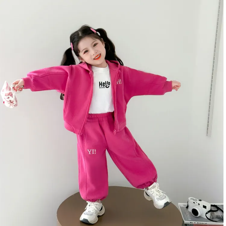 女童卡通套装春秋季2025新款洋气卫衣女孩宝宝休闲运动两件套秋装