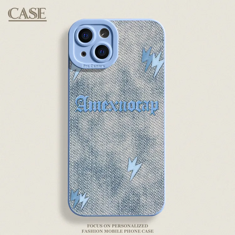 潮牌牛仔闪电适用iPhone16ProMax手机壳15苹果14软13瞳影12磨砂11