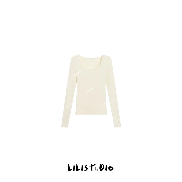 PCNY「​隐匿暖核」不理理冬季新款小众女装桑蚕丝羊毛打底上衣