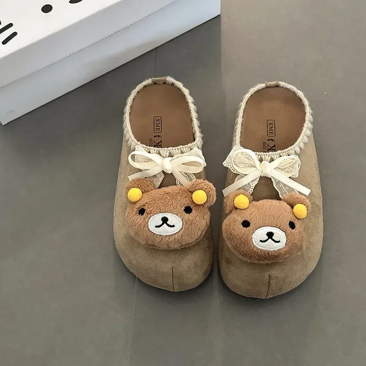 废土风轻松小熊可爱包头拖鞋女外穿秋季2025新款校园厚底勃肯鞋