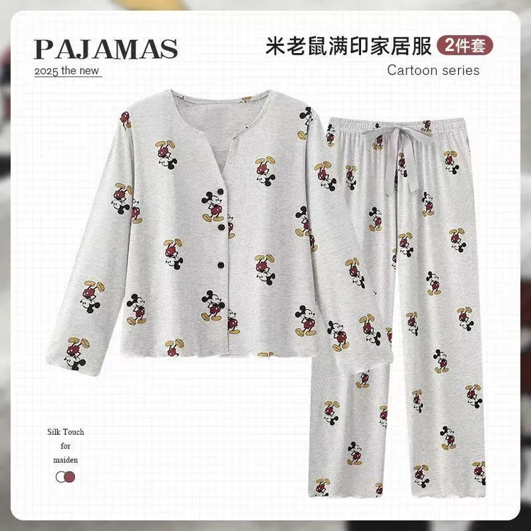 【趣味米奇】韩系可爱睡衣女秋冬款2025新款开衫家居服套装可外穿