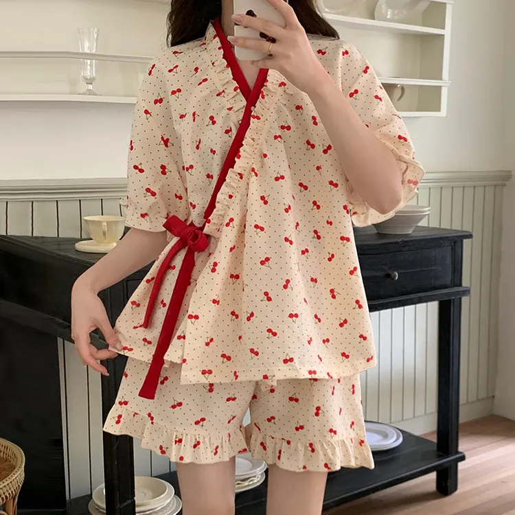 女大睡衣女款爆款2025新款夏宽松可外穿甜美风大码短袖家居服套装