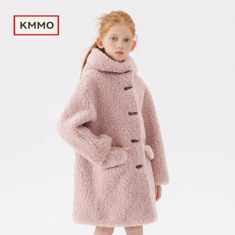KMMO儿童仿皮草外套2025秋冬新款女童仿羊羔毛大衣中长款毛毛童装