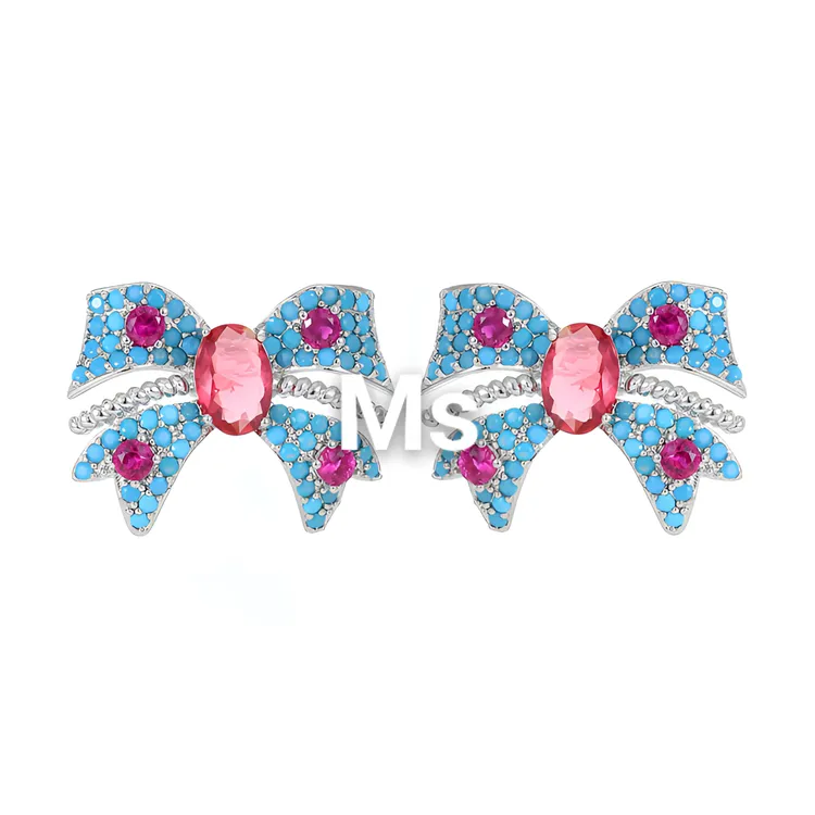 铜合金锆石耳饰 S925银耳钉设计师百搭时尚轻奢气质小众精致浪漫