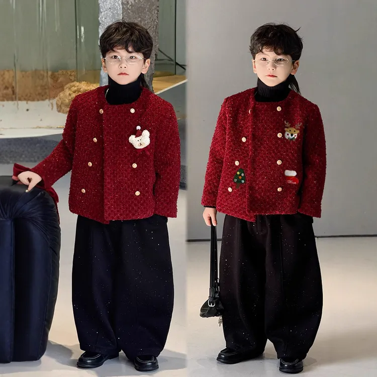 儿童服装西装套装2025秋冬新款小香风加绒西装儿童小西服上衣潮潮