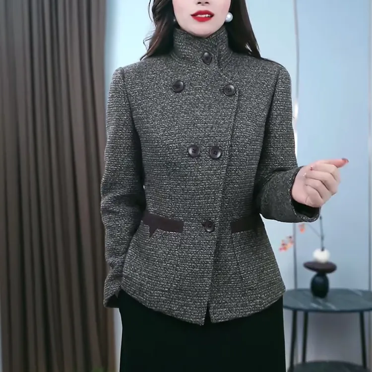 高档磨毛软精纺短外套女秋季2025新款复古气质亲肤减龄妈妈装外套