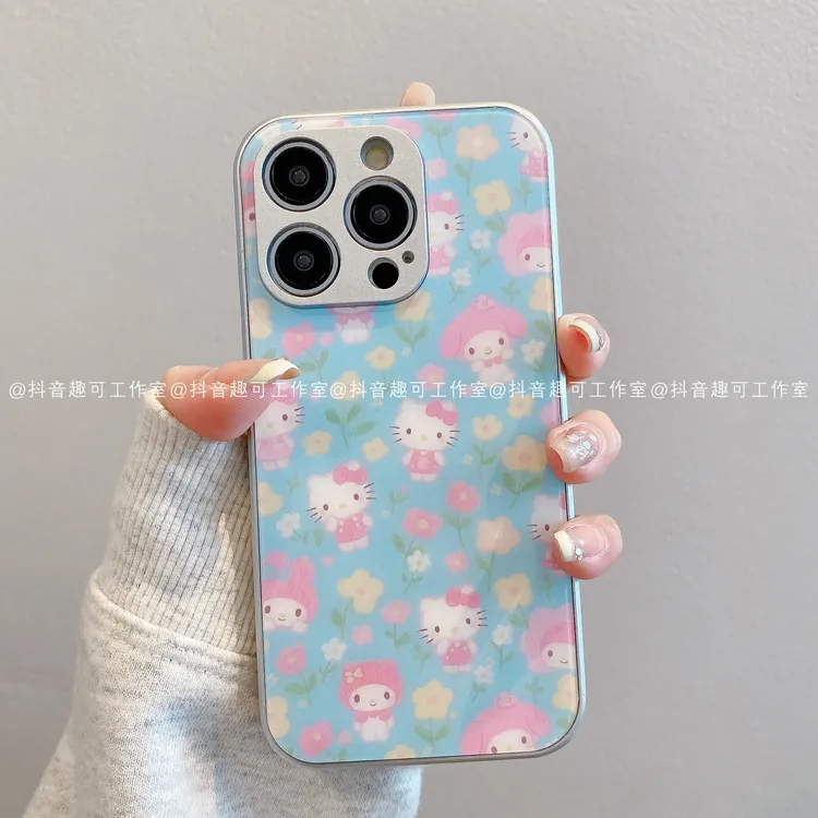 （苹果）金属漆玻璃适用iphone16pro15/14/13/12/11美乐凯蒂手机壳