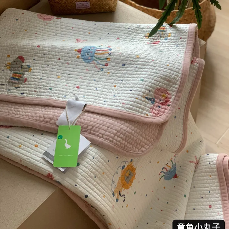 【MJ】绒绒系列 A面100%纯棉印花B面保暖超柔绒夹棉单床盖防滑